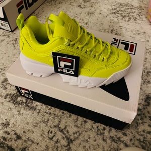 Fila Disruptor II NWT NWB neon yellow